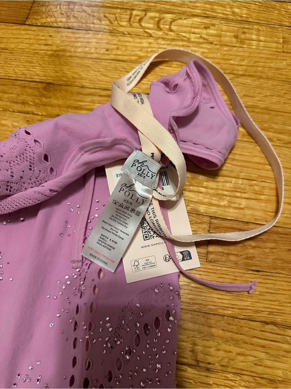 Oh Polly Tori Embellished Halterneck Mini Dress in Violet Pink - Picture 3 of 4